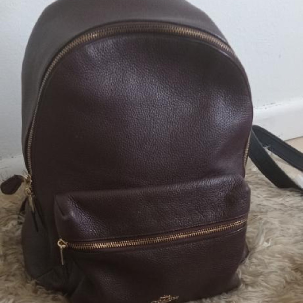 Coach brown grain leather backpack